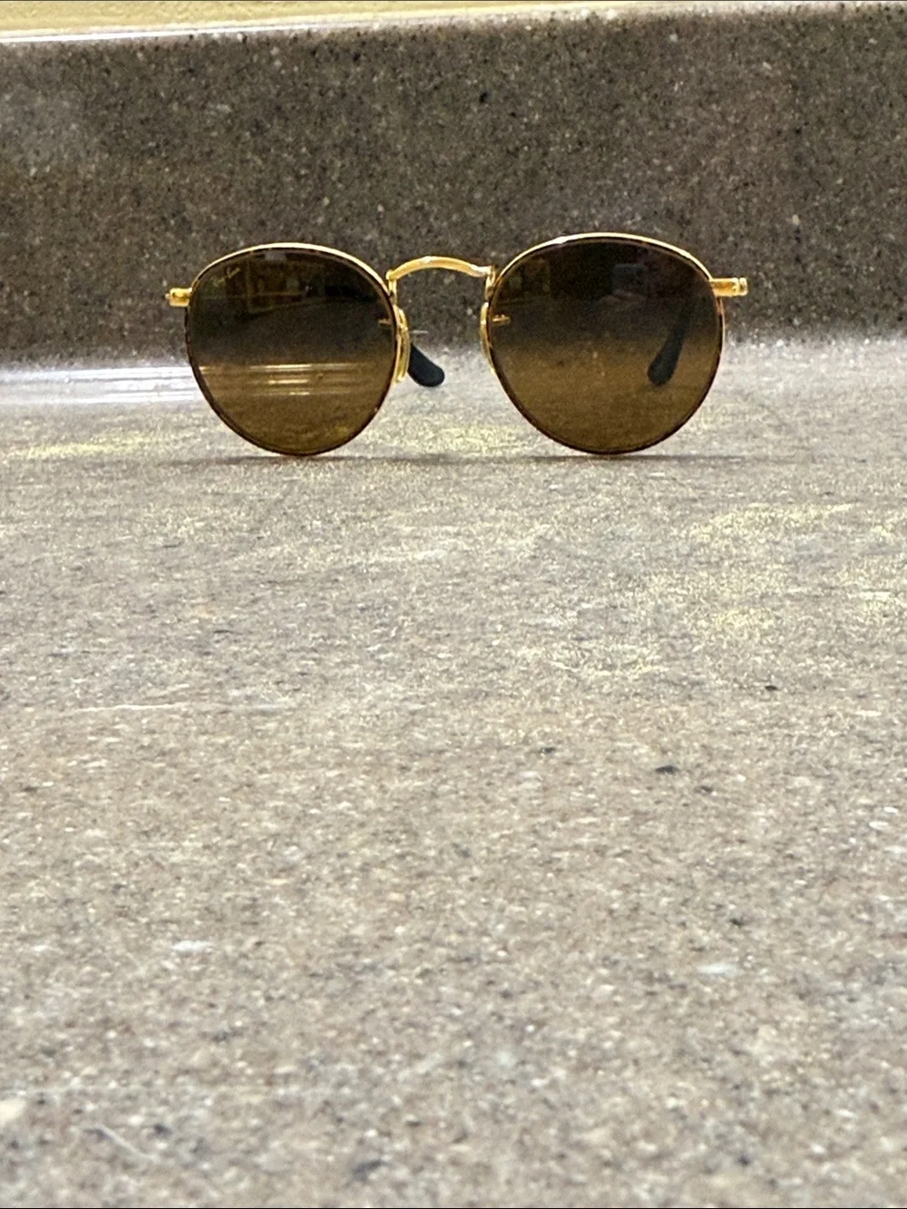 Vintage Ray-Ban Gold and Tortoise Frame Sunglasses with Brown Lenses